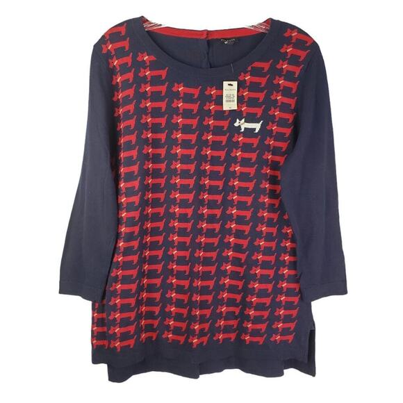 Talbots Women’s Size Medium Black Red Pullover Sweater Scotty Dog Novelty New - Picture 2 of 8